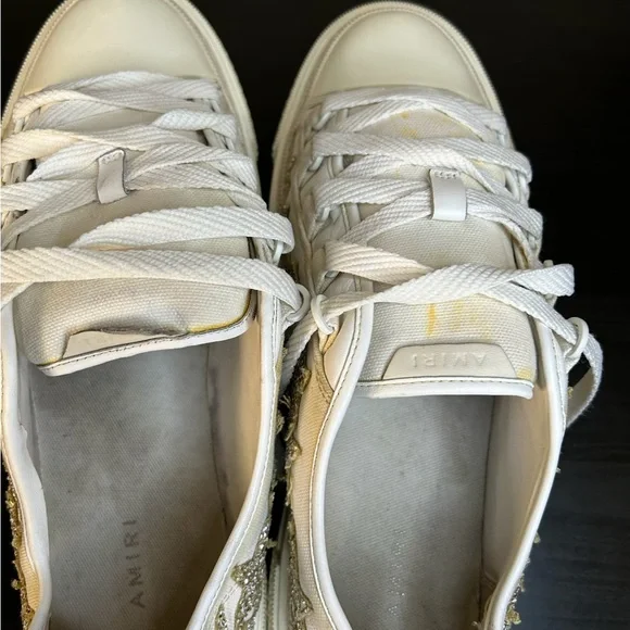 AMIRI Cream Sneakers with Silver Stars - Picture 4 of 10